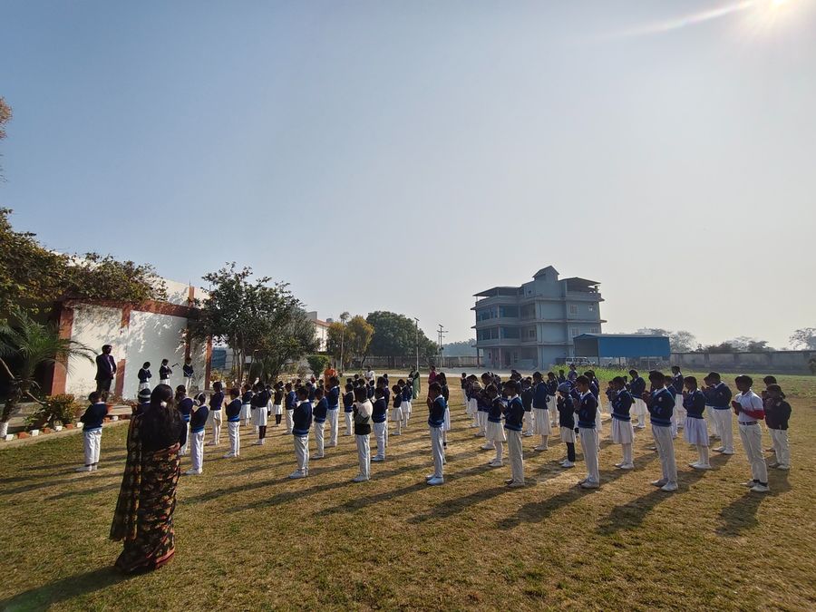 Morning assembly in winter uniform