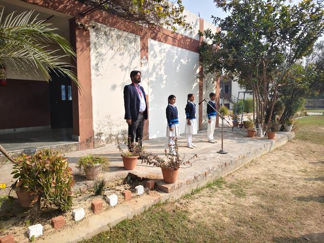Morning assembly on stage