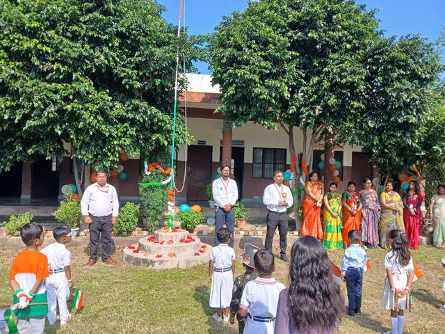 Flag hoisting with teachers
